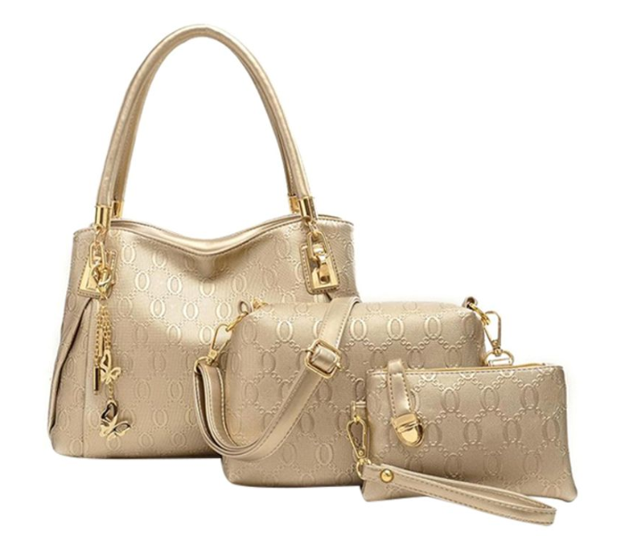 Golden 3 in 1 Combo of Shoulder Bag  Satchel and Card holder Handbag for Women - Zoom Image