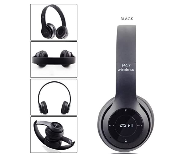 Generics P47 Wireless Bluetooth Foldable Headset - Black - Zoom Image 1