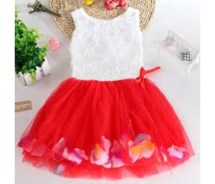 Little Wings 2 years Lace Bow Flower Bottom Princess Tutu Dress - Red - Zoom Image