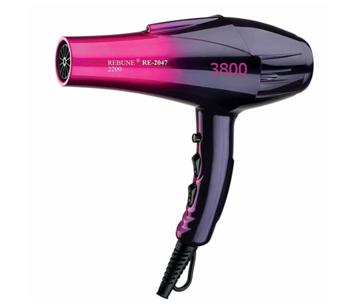 Rebune RE-2047 Salon Hair Dryer - Black and Pink - Zoom Image 1