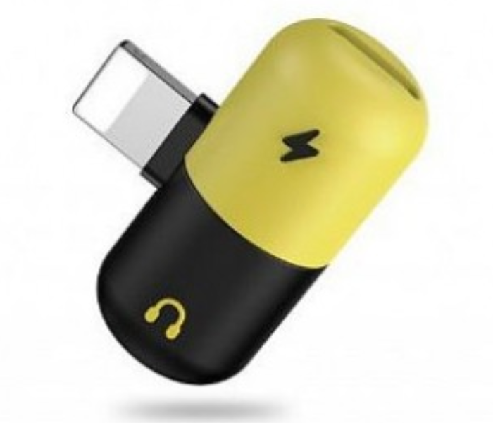 Generics Mini Capsule 3 In 1  Portable Charging Splitter for Lightning Adapter - Black and Yellow - Zoom Image 1