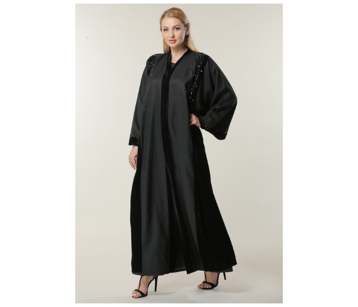 Moistreet LargeBlack Abaya with Abstract Handwork - Zoom Image 1