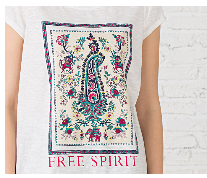 Springfield SS20 Short Sleeve T-Shirt With Free Spirit Design Large For Women - White - Zoom Image 3