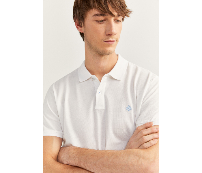 Springfield SS20 Basic Solid Slim Fit Polo T-Shirt XX-Large For Men - White - Zoom Image 2