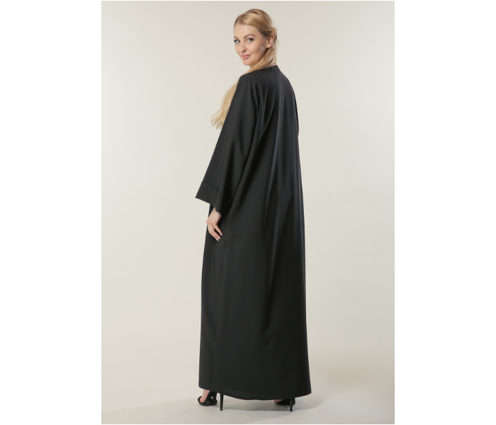 Moistreet Extra Large Black Abaya with Jaquard Panel - Zoom Image 2