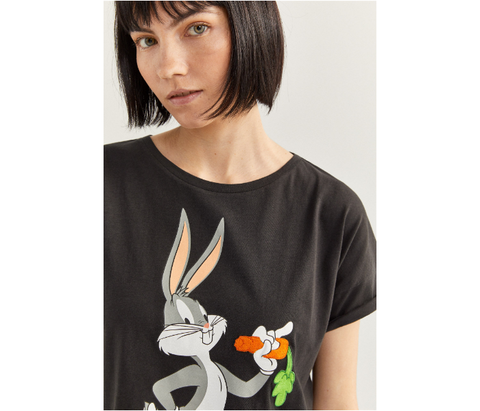 Springfield SS20 Short Sleeve Bugs Bunny Printed T-Shirt Large For Women - Black - Zoom Image 3