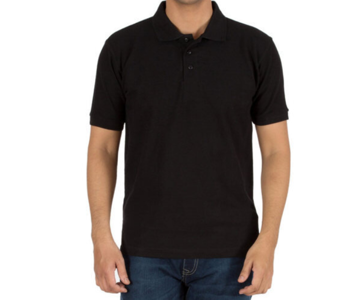 Premium Honey Comb Polo T-Shirt for Large Men - Black - Zoom Image