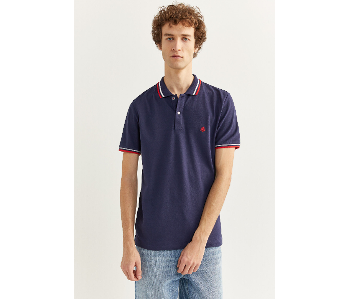 Springfield SS20 Basic Slim Fit Polo T-Shirt With Tipping X-Large For Men - Navy - Zoom Image 1