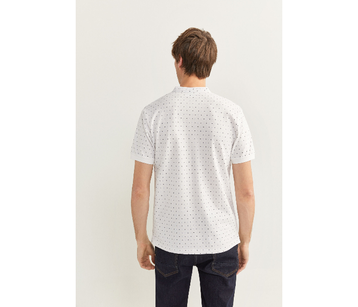 Springfield SS20 Basic Dotted Slim Fit Polo T-Shirt Medium For Mens - White - Zoom Image 3