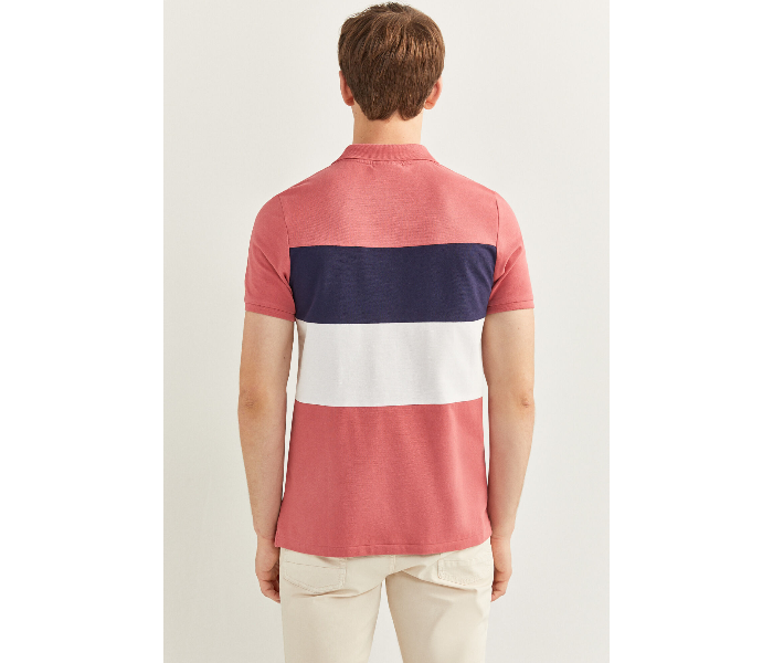 Springfield SS20 Basic Slim Fit Polo Block T-Shirt Small For Men – Light Pink - Zoom Image 3