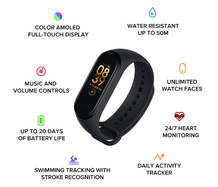 Xiaomi Mi Band 4 with Activity and Swim Tracker - Black - Zoom Image 3