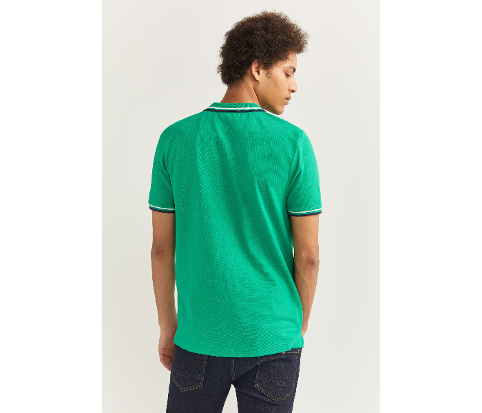 Springfield SS20 Basic Slim Fit Polo T-Shirt With Tipping X-Large For Men - Green - Zoom Image 4