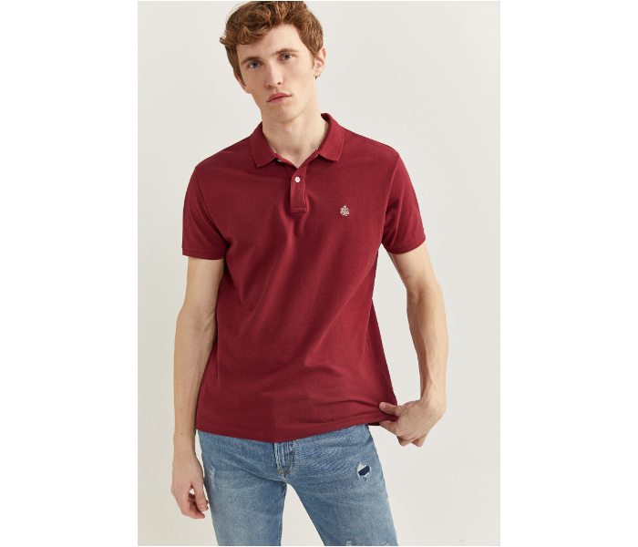 Springfield SS20 Basic Solid Slim Fit Polo T-Shirt Small For Men - Maroon - Zoom Image 1