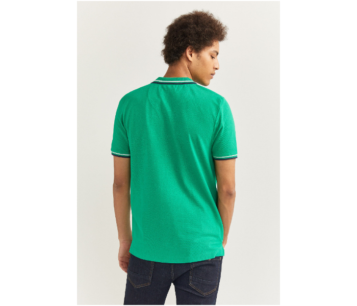 Springfield SS20 Basic Slim Fit Polo T-Shirt With Tipping Small For Men - Green - Zoom Image 4