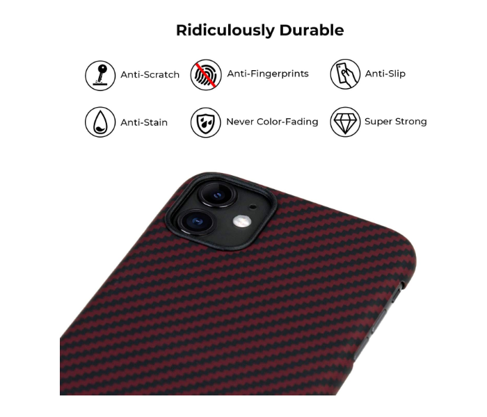 Pitaka 6.1 inch MagEz Case for iPhone 11 - Black and Red Twill - Zoom Image 5