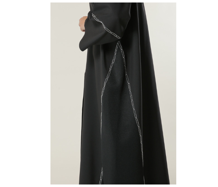 Moistreet Extra Large Black Abaya with Handwork - Zoom Image 4