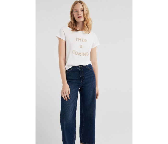 Springfield SS19 Short Sleeve Fancy T-Shirt Medium For Women - Off White - Zoom Image 3