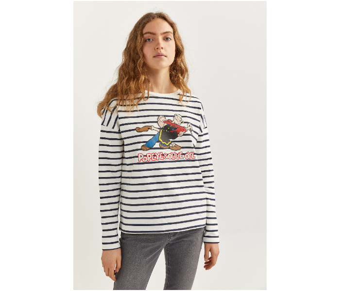 Springfield SS20 Full Sleeve Sweat Shirt X-Large For Women - Black and White - Zoom Image 2