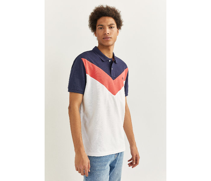 Springfield SS20 Basic Solid Slim Fit Polo T-Shirt XX-Large For Men – Navy and White - Zoom Image 2