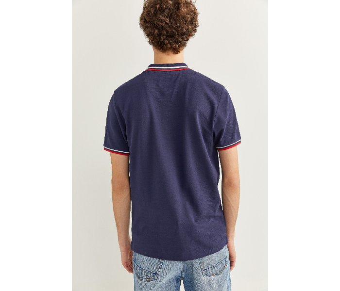 Springfield SS20 Basic Slim Fit Polo T-Shirt With Tipping XX-Large For Men - Navy - Zoom Image 4