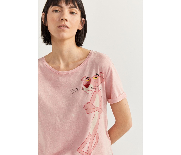 Springfield SS20 Short Sleeve Pink Panther Printed T-Shirt X-Small For Women - Pink - Zoom Image 2