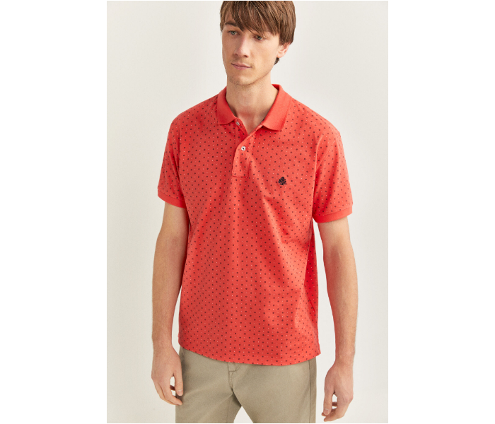 Springfield SS20 Basic Dotted Slim Fit Polo T-Shirt Small For Men - Orange - Zoom Image 1