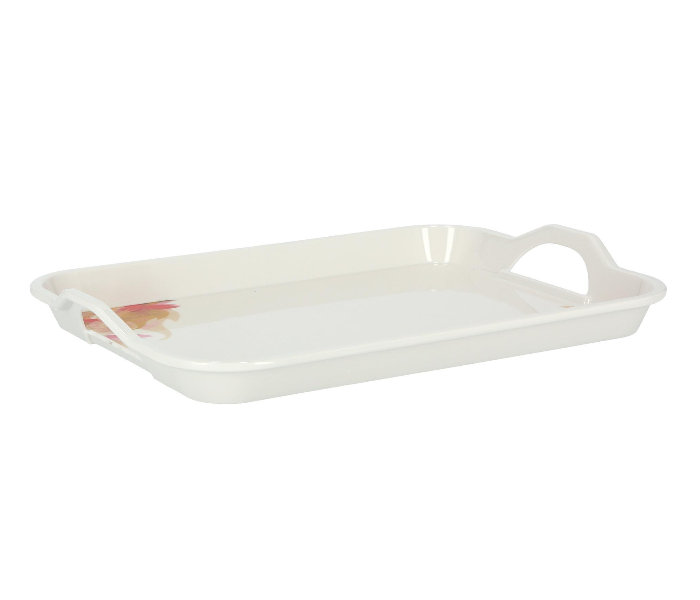 Royalford RF5062 15-inch Melamine Ware Handle Tray with Flower Carnival Pattern - White - Zoom Image 4