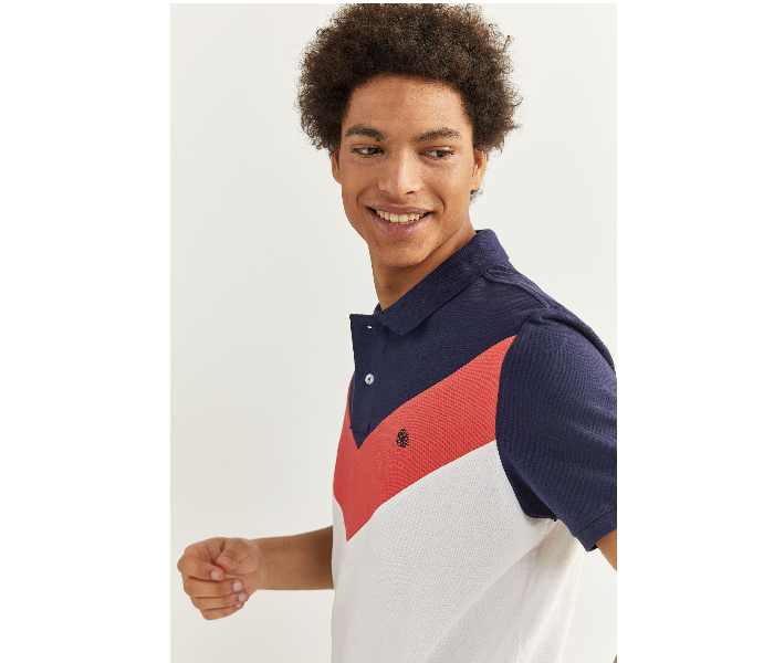 Springfield SS20 Basic Solid Slim Fit Polo T-Shirt Medium For Men – Navy and White - Zoom Image 1