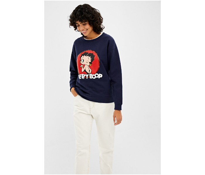 Springfield SS20 Full Sleeve Sweat Shirt Small For Women - Dark Blue - Zoom Image 3