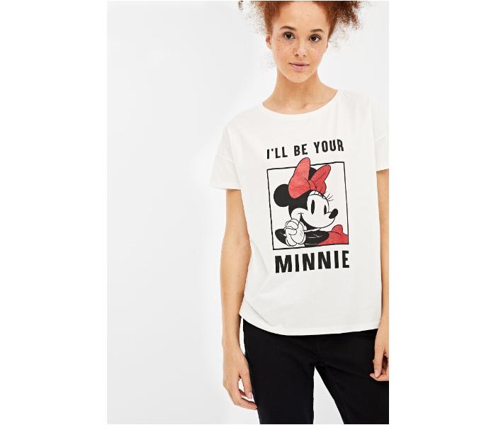 Springfield Short Sleeve Minnie Printed T-Shirt X-Small For Women - White - Zoom Image 1