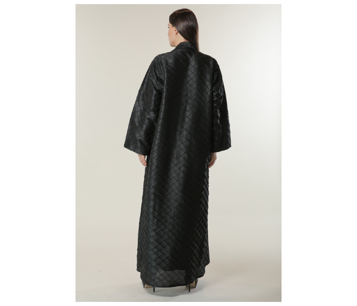 Moistreet Large Black Jaquard Coat Style Abaya - Zoom Image 2