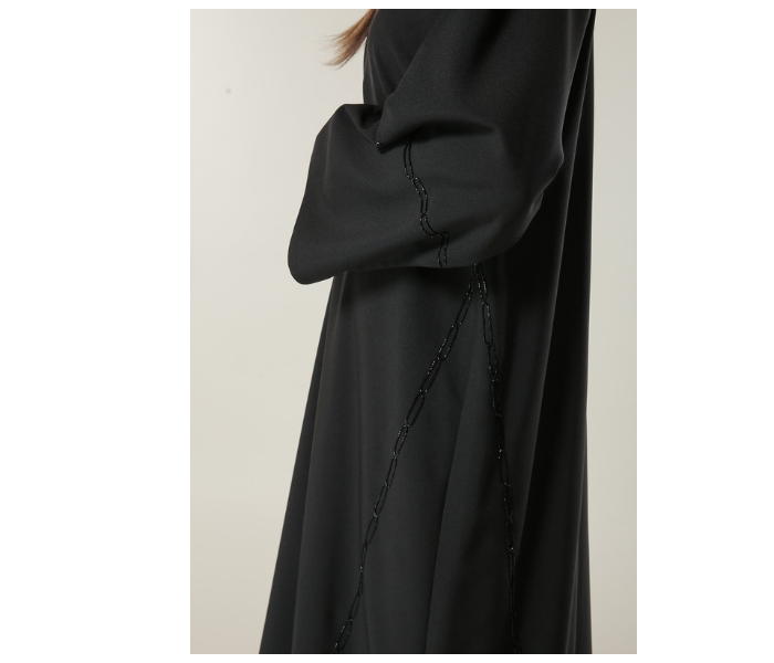 Moistreet Small Black Formal Abaya with Handwork - Zoom Image 4