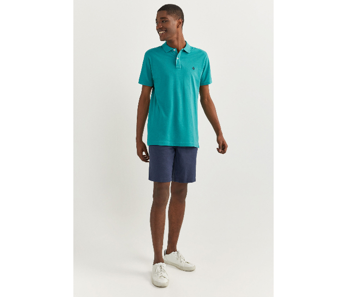 Springfield SS20 Basic Solid Slim Fit Polo T-Shirt Large For Men – Dark Cyan - Zoom Image 1