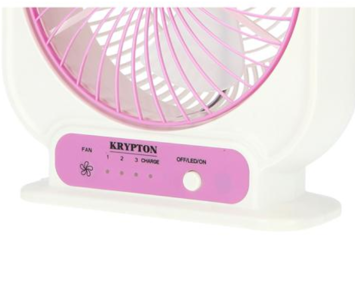 Krypton KNF222 8inch Rechargeable Mini Table Powerful Personal Desk Box Fan - White and Pink - Zoom Image 1