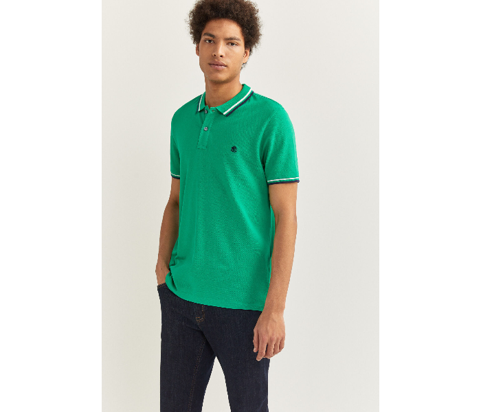 Springfield SS20 Basic Slim Fit Polo T-Shirt With Tipping XX-Large For Men - Green - Zoom Image 2