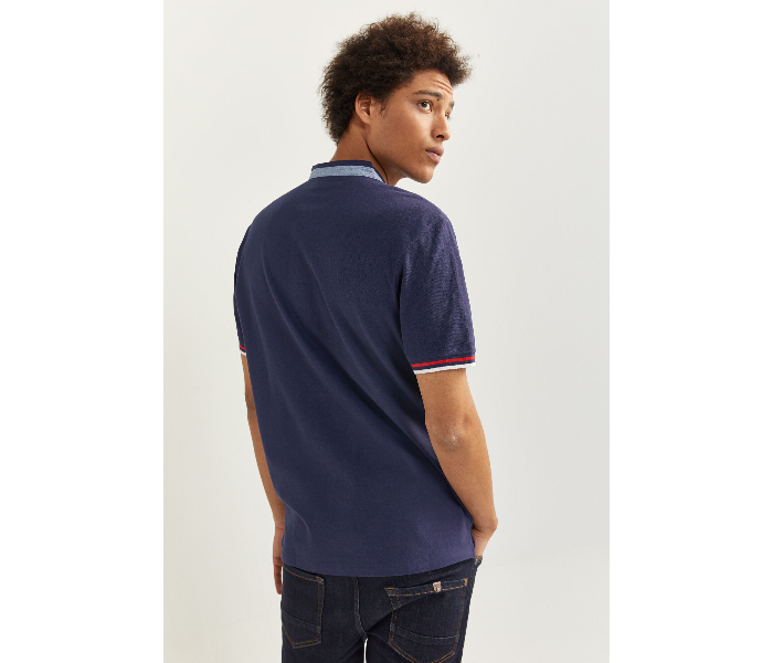 Springfield SS20 Basic Solid Slim Fit Polo T-Shirt Small For Men - Navy - Zoom Image 3