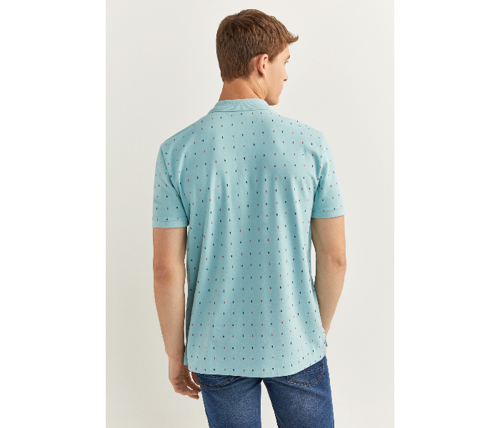 Springfield SS20 Basic Slim Fit Polo Dotted T-Shirt Medium For Men - Turquoise - Zoom Image 2