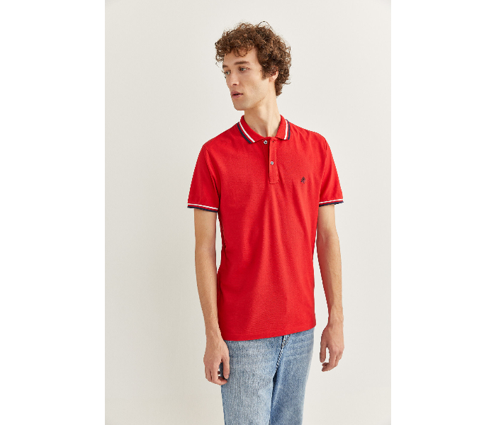 Springfield SS20 Basic Slim Fit Polo T-Shirt With Tipping Large For Men - Red - Zoom Image 2