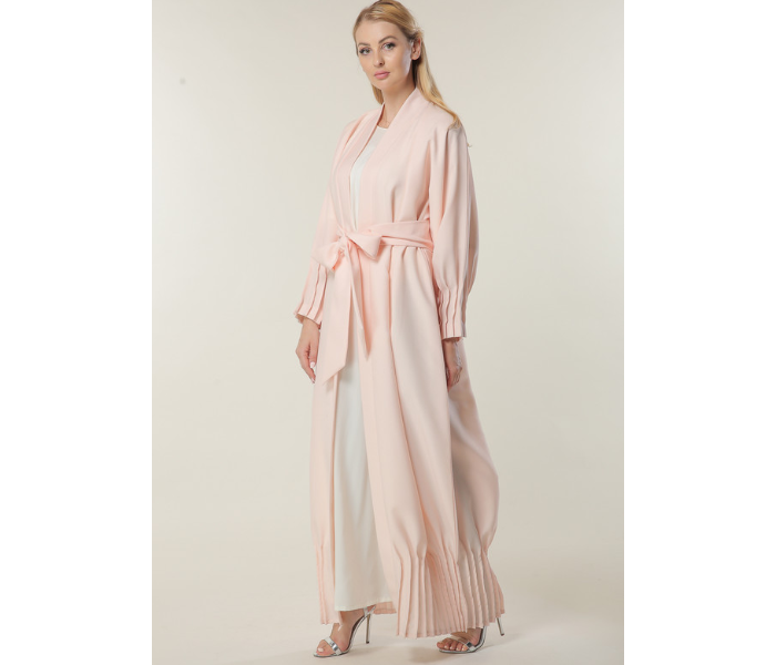 Moistreet Double XL Peach Abaya with Pleated Hem and Sleeves - Zoom Image 2