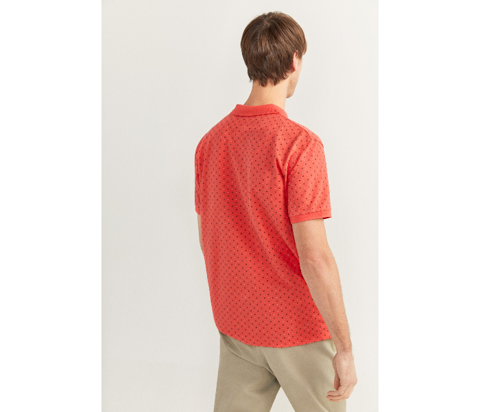 Springfield SS20 Basic Dotted Slim Fit Polo T-Shirt Large For Men - Orange - Zoom Image 3