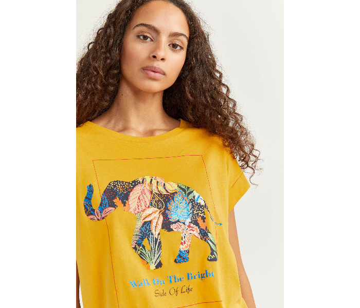 Springfield SS20 Short Sleeve T-Shirt With Design X-Large For Women - Dark Yellow - Zoom Image 2