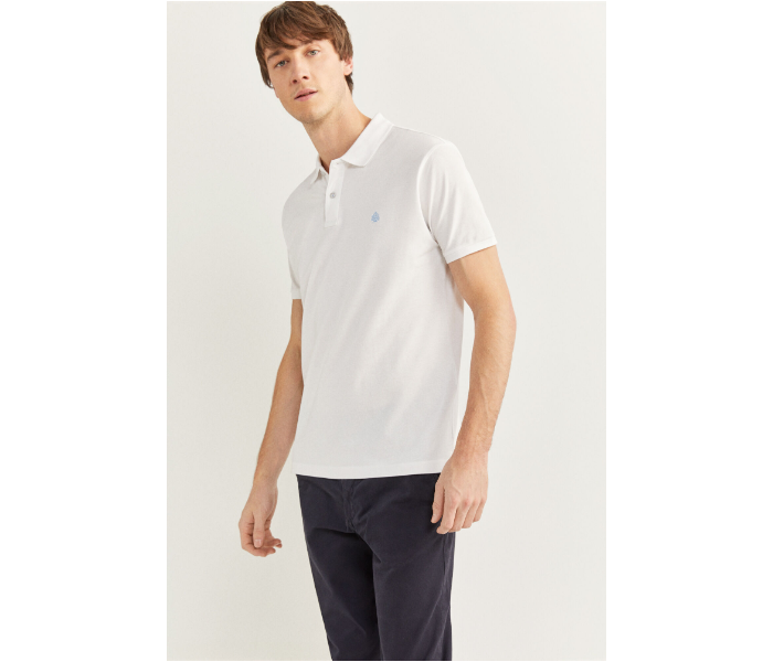 Springfield SS20 Basic Solid Slim Fit Polo T-Shirt XXX-Large For Men - White - Zoom Image 3