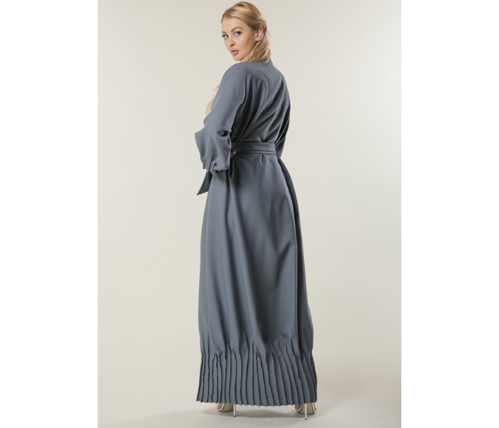 Moistreet Double XL Grey Abaya with Pleated Hem and Sleeves - Zoom Image 3