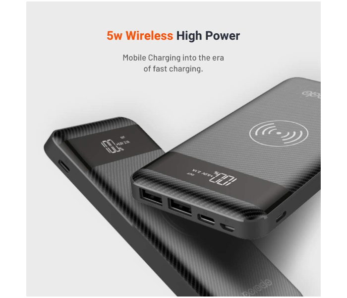 Porodo 10000mAh Slim Wireless PowerBank with Lightning Type-C and Micro USB Input - Black - Zoom Image 5