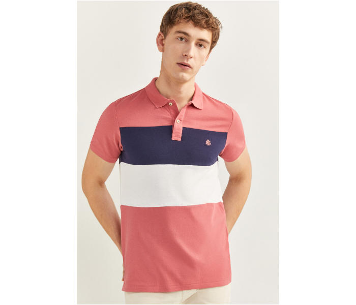 Springfield SS20 Basic Slim Fit Polo Block T-Shirt Small For Men – Light Pink - Zoom Image 4