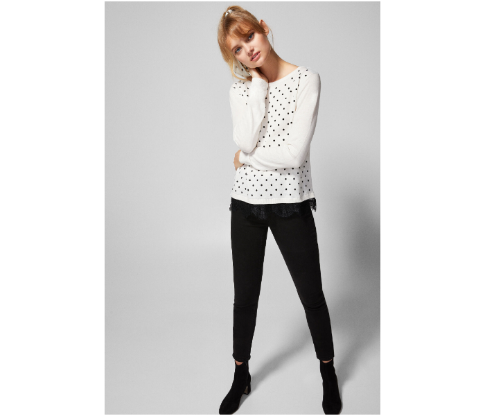 Springfield AW18 Long Sleeve Knitwear Large For Women - White And Black - Zoom Image 2