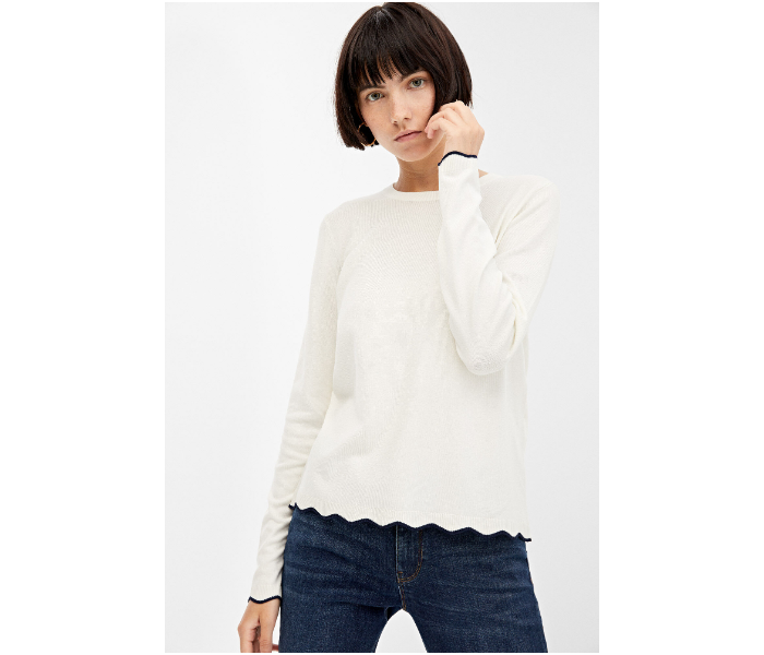 Springfield AW19 Long Sleeve Knitwear Medium For Women - White - Zoom Image 1