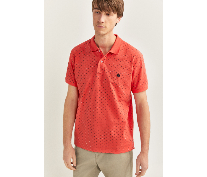 Springfield SS20 Basic Dotted Slim Fit Polo T-Shirt XX-Large For Men - Orange - Zoom Image 1