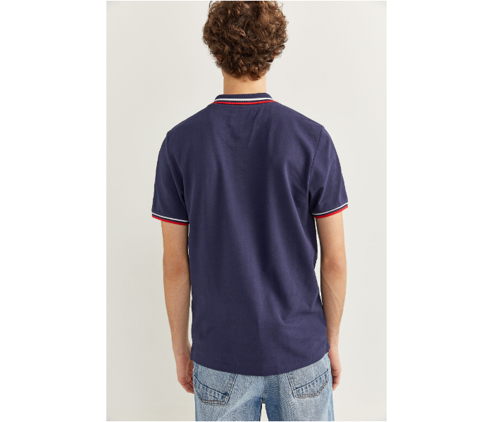 Springfield SS20 Basic Slim Fit Polo T-Shirt With Tipping X-Large For Men - Navy - Zoom Image 4