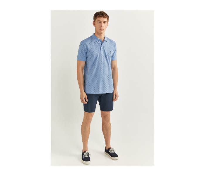 Springfield SS20 Basic Slim Fit Polo Dotted T-Shirt Small For Men – Light Blue - Zoom Image 4